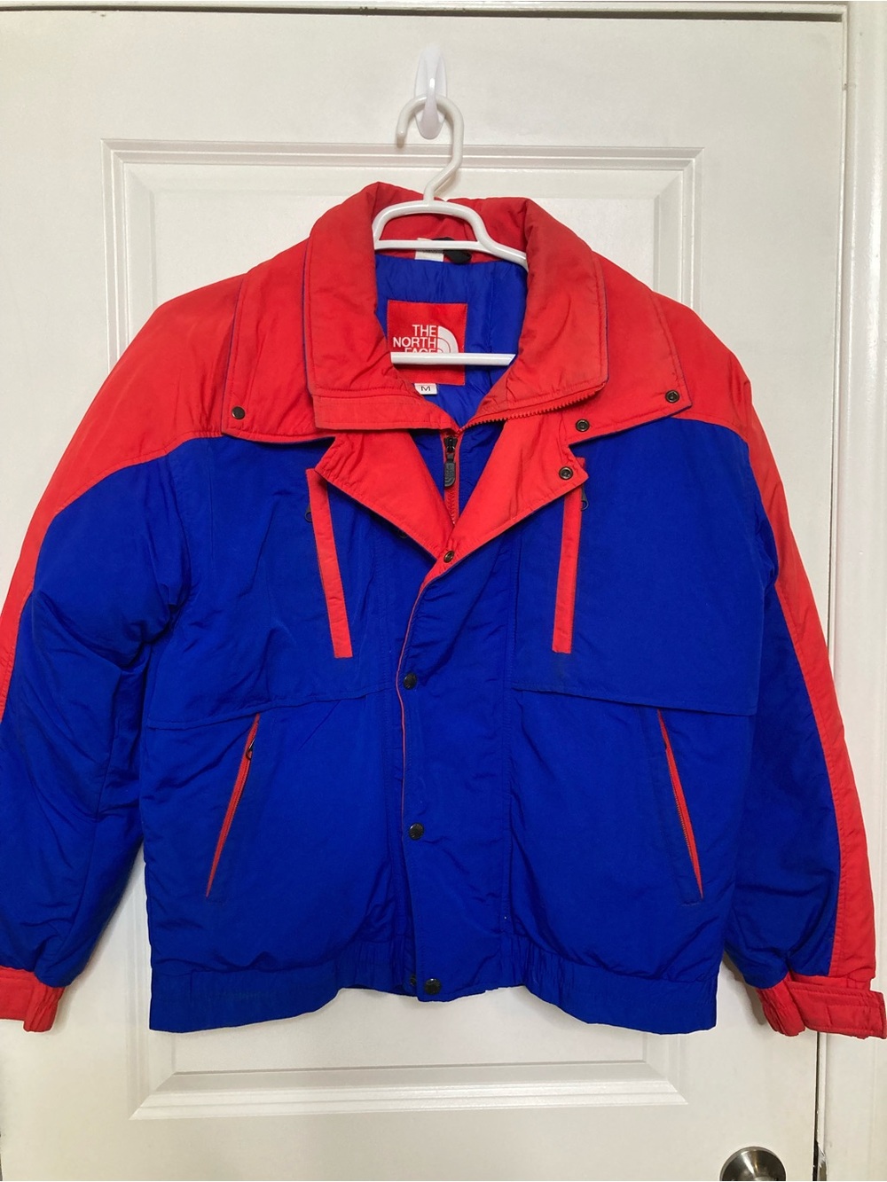 Vintage The North Face Men’s Red Blue Colorblock Ski Hiking Down Jacket Size M
